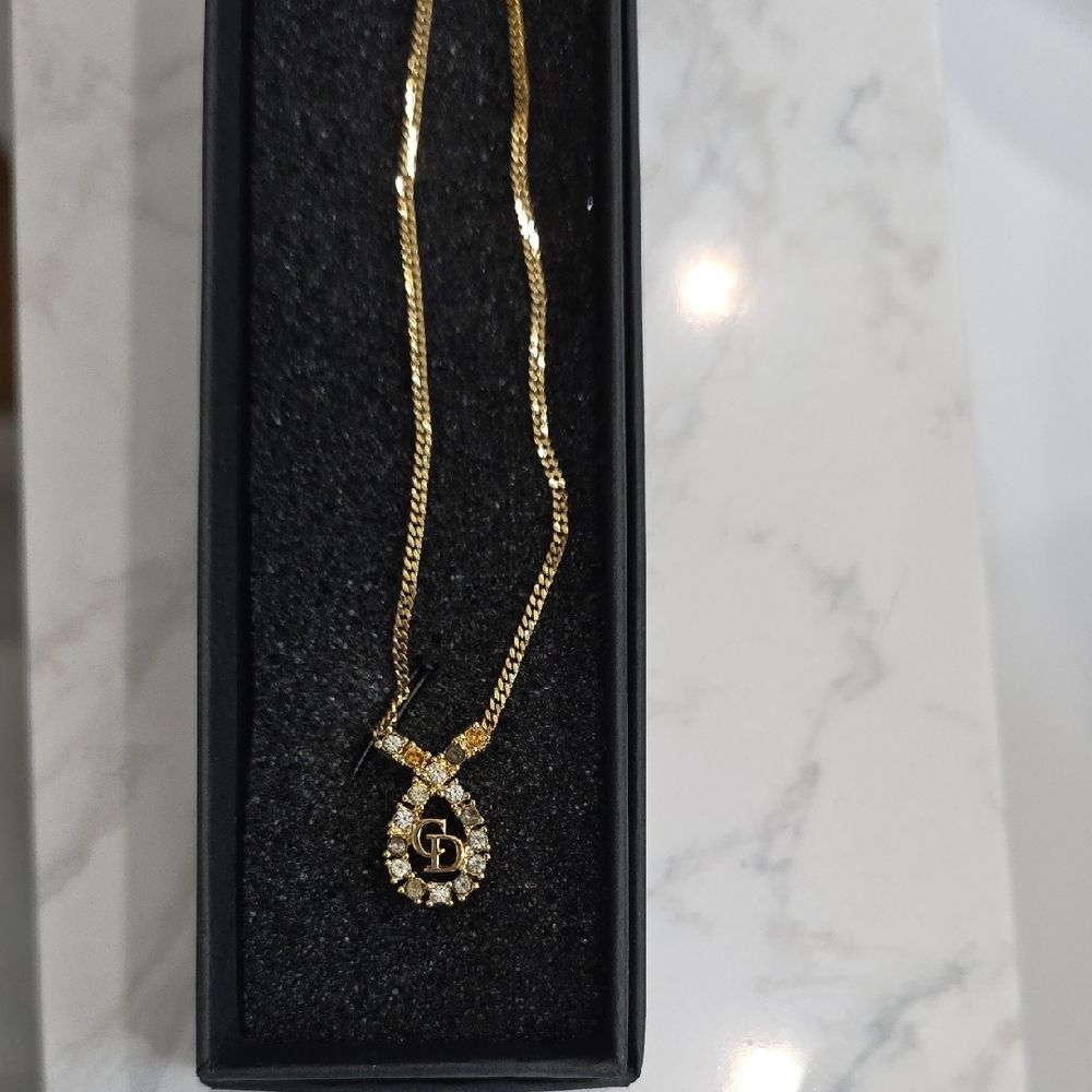 Dior Gold Plated Vintage Pendant Necklace